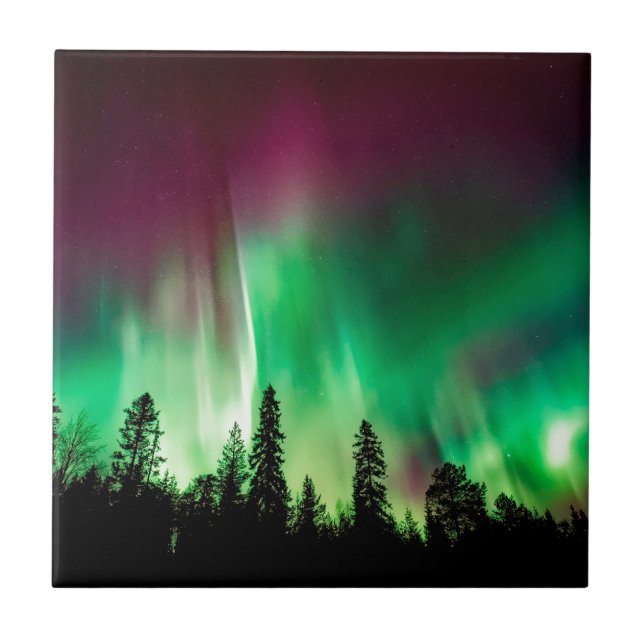 Nordlichter der Aurora borealis Fliese (Vorderseite)
