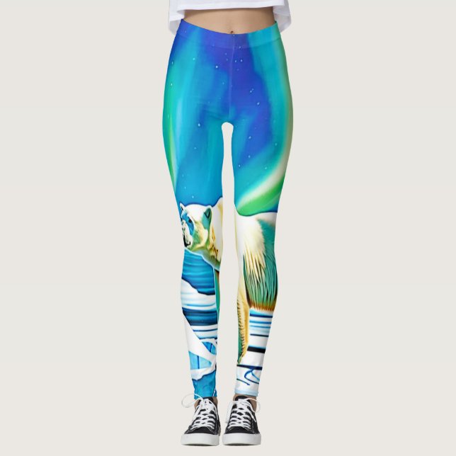 Nordlichter des Arktischen Bären Leggings (Vorderseite)