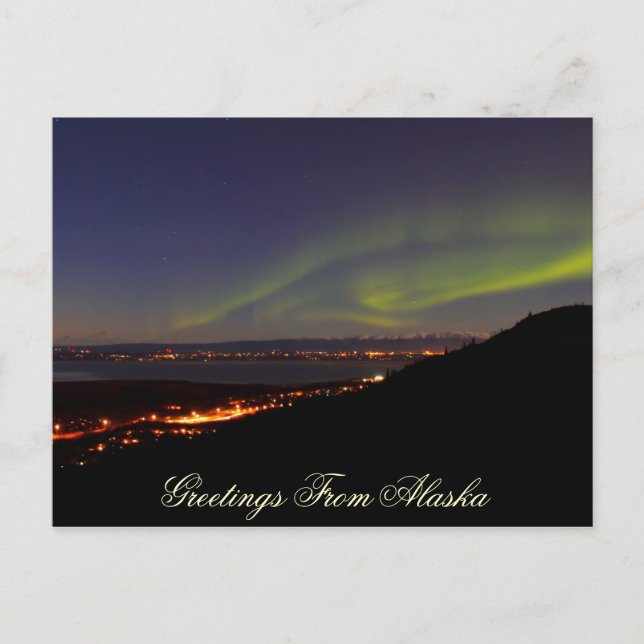 Nordlichter Gruß von Alaska Postkarte (Vorderseite)