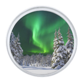 Nordlichter im Winter Anstecknadel Silber