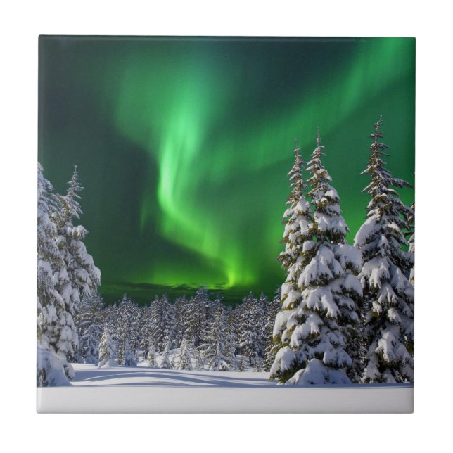 Nordlichter im Winter Fliese (Vorderseite)