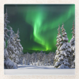 Nordlichter im Winter Glasuntersetzer