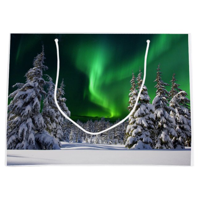 Nordlichter im Winter Große Geschenktüte (Vorderseite)
