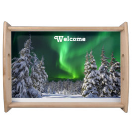 Nordlichter im Winter Serviertablett