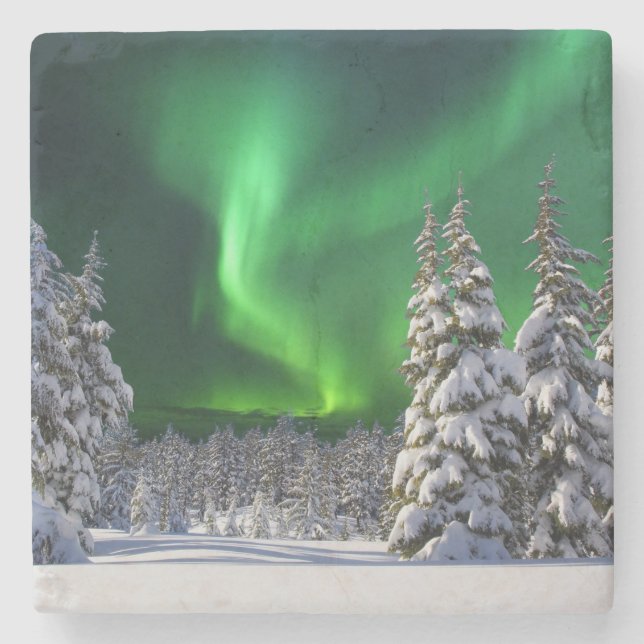 Nordlichter im Winter Steinuntersetzer (Vorderseite)