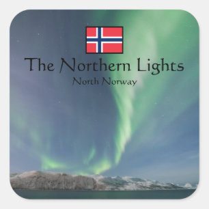 Nordlichter in Norwegen Quadratischer Aufkleber