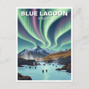 Nordlichter Island Blaue Lagune Reise Postkarte