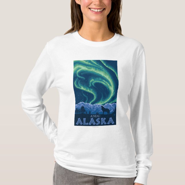 Nordlichter - Juneau, Alaska T-Shirt (Vorderseite)