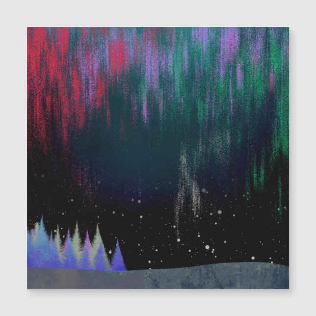 Nordlichter Moderne Landschaft Magnetkarte (Vorderseite)