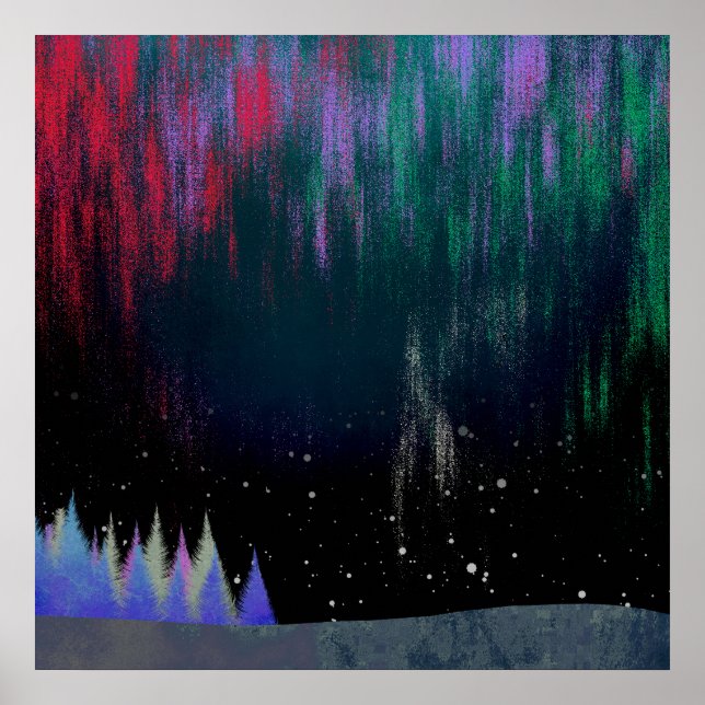 Nordlichter Moderne Landschaft Poster (Vorne)