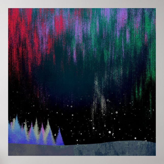 Nordlichter Moderne Landschaft Poster (Vorne)