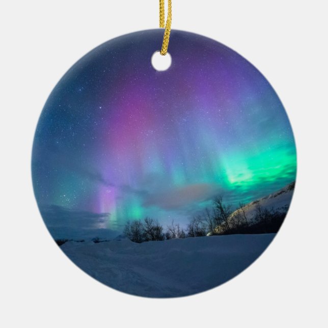 Nordlichter Norwegen Aurora Borealis Keramik Ornament (Vorne)