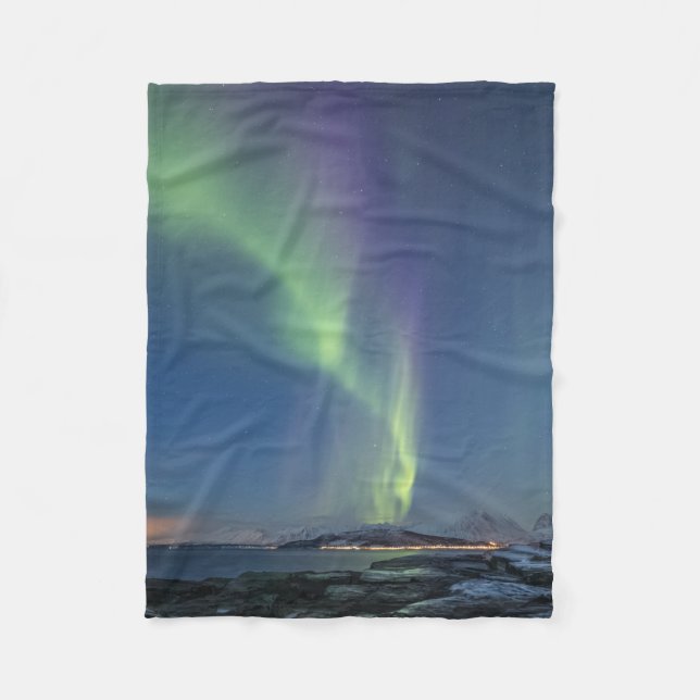 Nordlichter Norwegen Fleecedecke (Vorderseite)