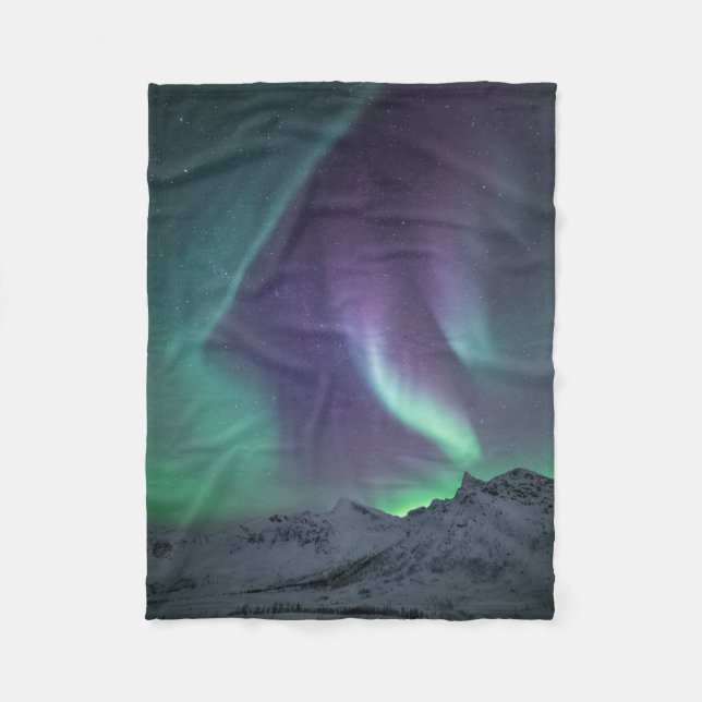 Nordlichter Norwegen Fleecedecke (Vorderseite)