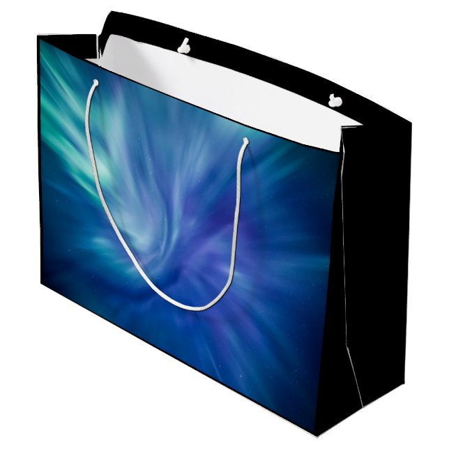 Nordlichter Norwegen Große Geschenktüte (Rückseite Schrägansicht)