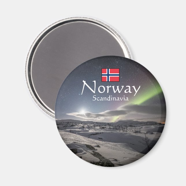 Nordlichter Norwegen Magnet (Vorderseite/Rückseite)