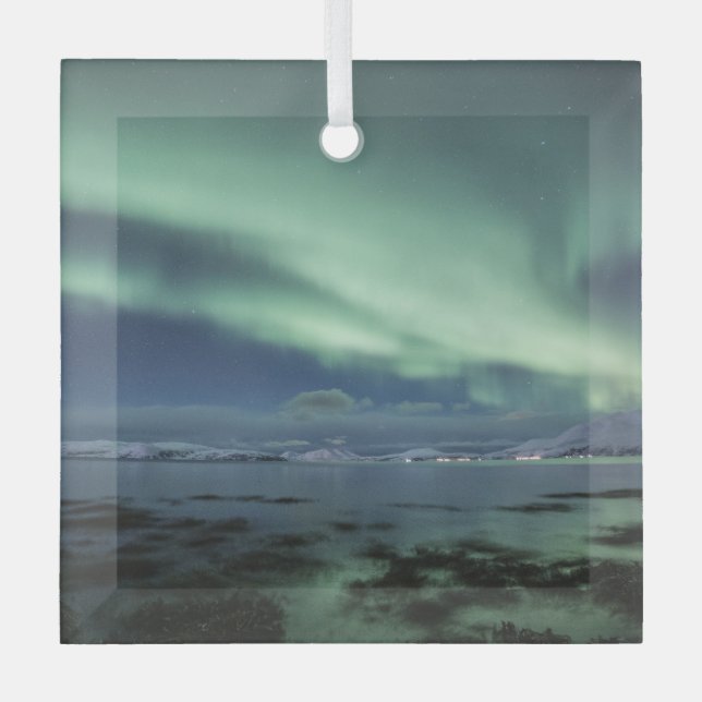 Nordlichter Norwegen Ornament Aus Glas (Vorderseite)