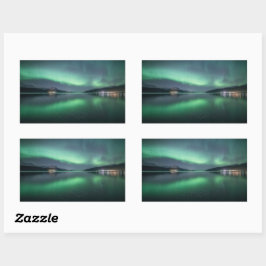 Nordlichter Norwegen Rechteckiger Aufkleber