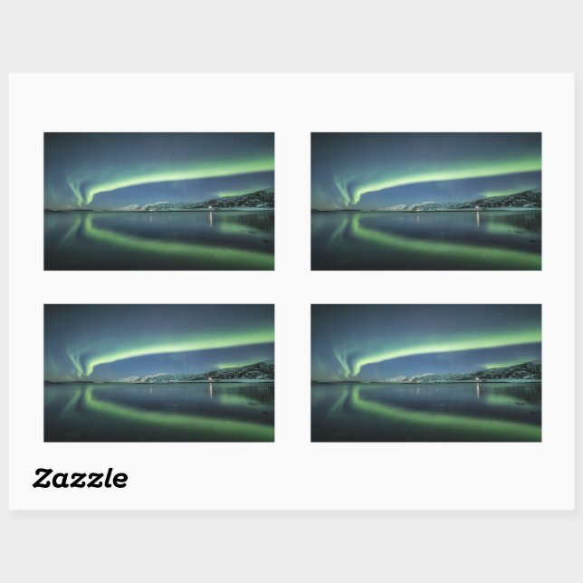 Nordlichter Norwegen Rechteckiger Aufkleber (Blatt)