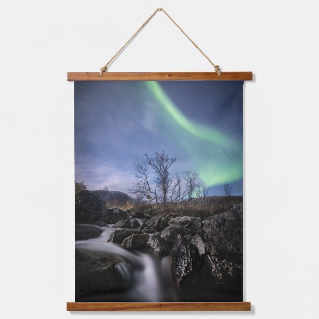 Nordlichter Norwegen Wandteppich Mit Holzrahmen (Vorderseite)