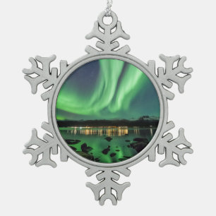 Nordlichter Schneeflocken Zinn-Ornament