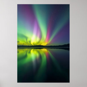 Nordlichter über dem See Poster