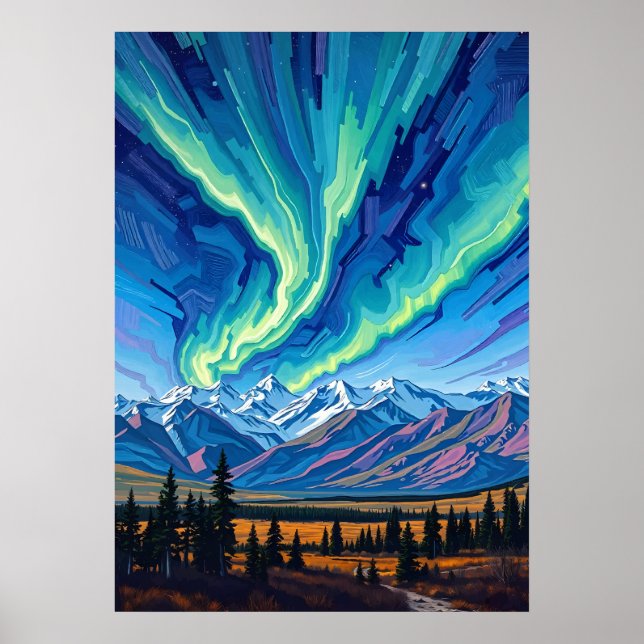 Nordlichter über Denali Poster (Vorne)