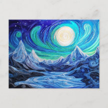 Nordlichter über norwegischem Fjord Quilling