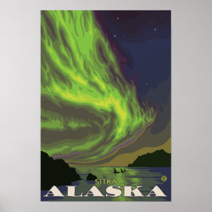 Nordlichter und Orcas - Sitka, Alaska Poster