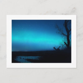 Nordlichter und Teich Postkarte