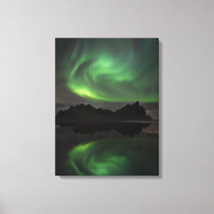 Nordlichter   Vestrahorn Strand Hofn, Island Leinwanddruck
