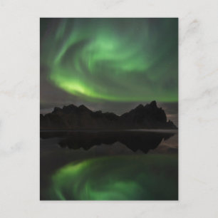 Nordlichter Vestrahorn Strand Hofn, Island Postkarte