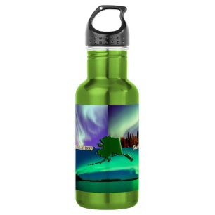 Nordlichter von Alaska Collage Edelstahlflasche