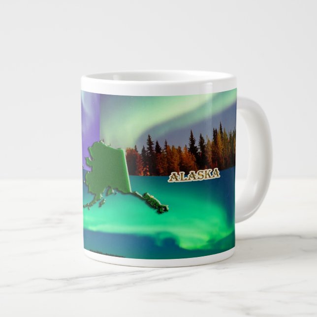Nordlichter von Alaska Collage Jumbo-Tasse (Vorderseite Rechts)