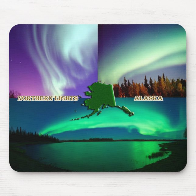 Nordlichter von Alaska Collage Mousepad (Vorne)