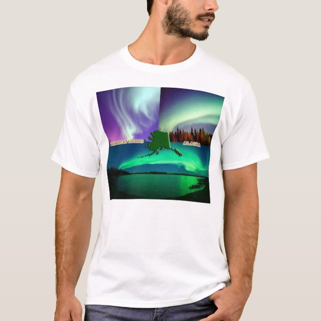 Nordlichter von Alaska Collage T-Shirt (Vorderseite)