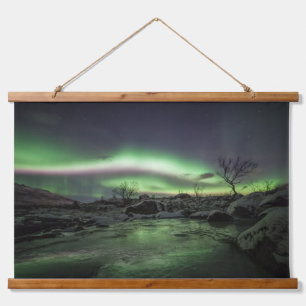 Nordlichter Wandteppich Mit Holzrahmen