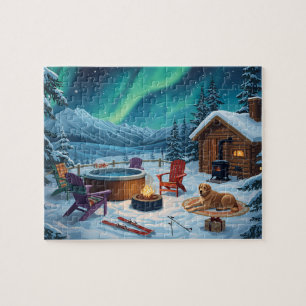 Nordlichter Whirlpool-Hütte Hund Puzzle