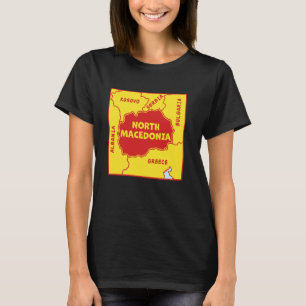 Nordmakedonien Politische Karte in Flaggenfarben T-Shirt