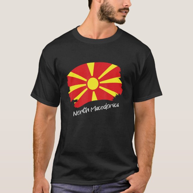 Nordmakedonische Flagge Nordmakedonien T-Shirt (Vorderseite)