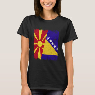 Nordmazedonien Bosnien und Herzegowina Halbe Flagg T-Shirt