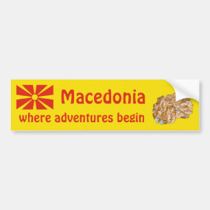 Nordmazedonien-Flagge + Karte Aufkleber Autoaufkleber