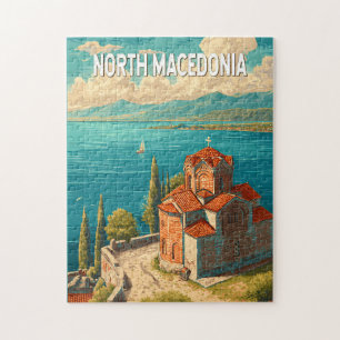 Nordmazedonien Illustration Reise Kunst Vintage Puzzle