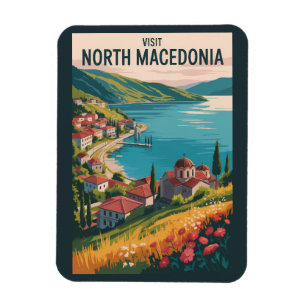 Nordmazedonien Skyline Illustration Reise Kunst Magnet