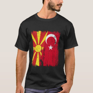 Nordmazedonien Türkei Halbflagge Türkei Mazedonien T-Shirt