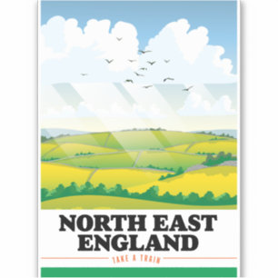 Nordostengland Reiseplakat. Aufkleber
