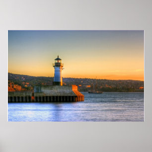 Nordpier-Leuchtturm mit hohem Schiff Poster