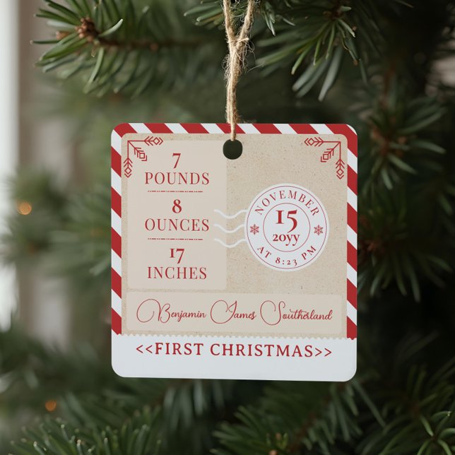 Nordpol Express Bahn Erstes Weihnachtsfest Foto Ornament Aus Metall (North Pole Express Train First Christmas Photo Metal Ornament (Front))