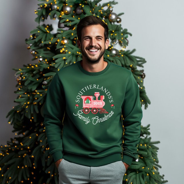 Nordpol Express Pink Bahn - Familie Weihnachten Sweatshirt (North Pole Express Pink Train Family Christmas Sweatshirt)