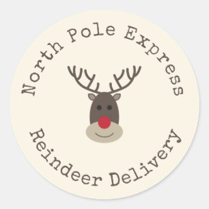 Nordpol-Express-Rentier-Lieferung Weihnachten  Runder Aufkleber